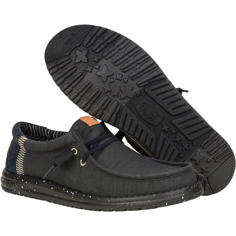 HEYDUDE Wally Elevated Basics Canvas Men's Black Boat Shoes