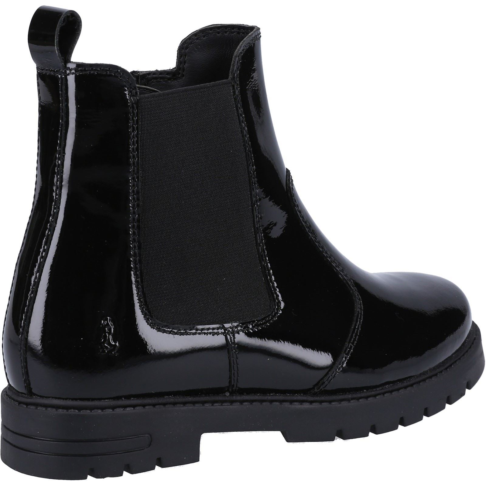 Hush Puppies Laura Patent JNR Leather Girls's Black Boots