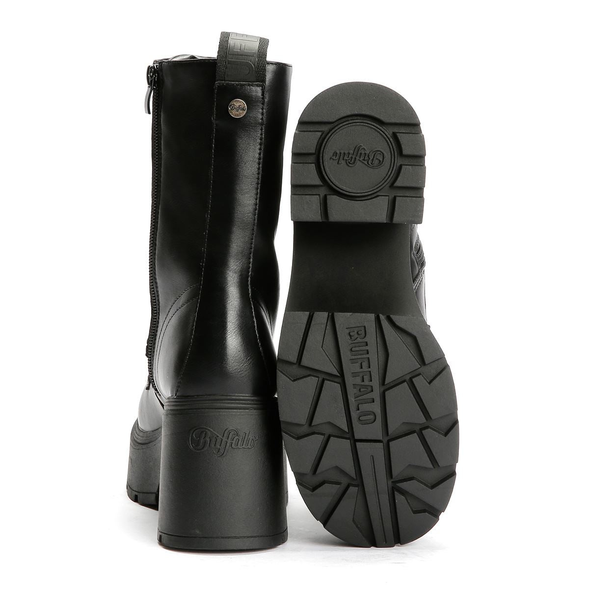 Buffalo Mila Lace Up Mid Women's Black Boots