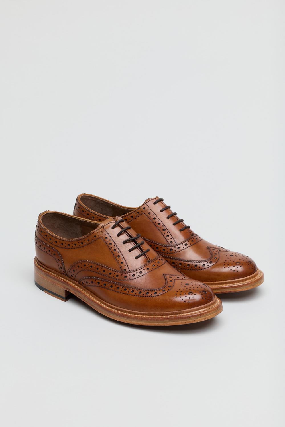 Ben Sherman Sugarman Brogue Leather Men's Tan Lace-Up Shoes