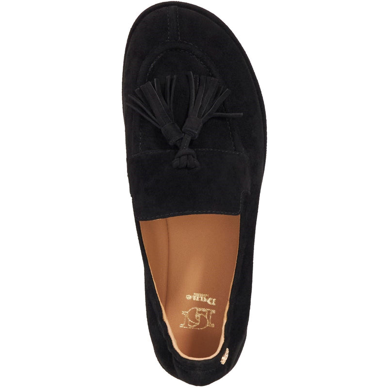 Dune Grounding Suede Women's Black Loafers