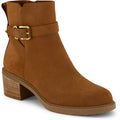 TOMS Hailey Buckle Leather Women's Amber Brown Heeled Ankle Boots