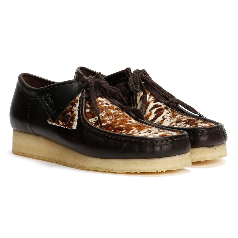 Clarks Originals Wallabee Cow Print Leather Men's Brown Shoes