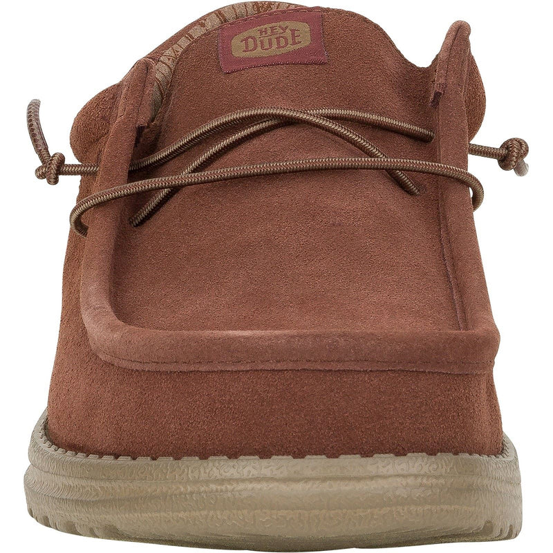 HEYDUDE Wally Suede Suede Men's Dark Brown Boat Shoes