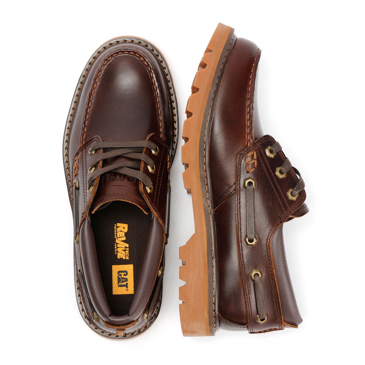 Caterpillar Colorado Boat Lo Leather Men's British Tan Lace-Up Shoes