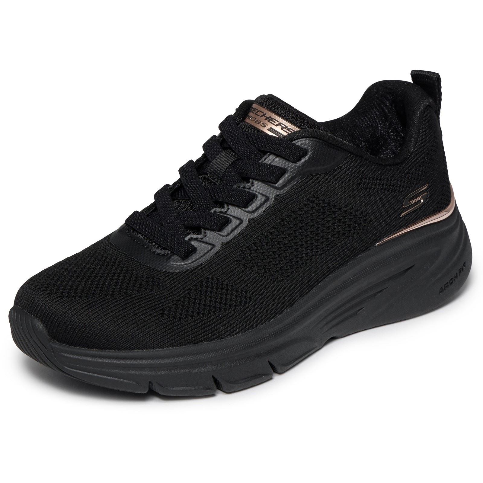 Skechers BOBS Arch Fit Elev8 Textile Women's Black Engineered Knit Trainers