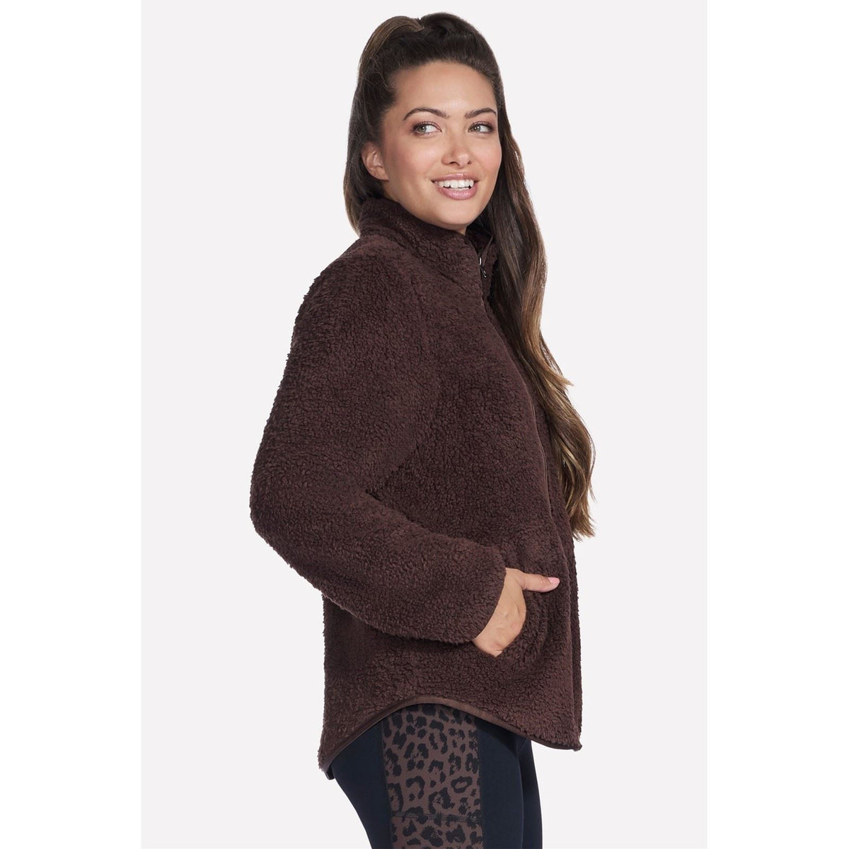 Skechers Skech-Sherpa Jacket Women's Brown Fleece Jackets