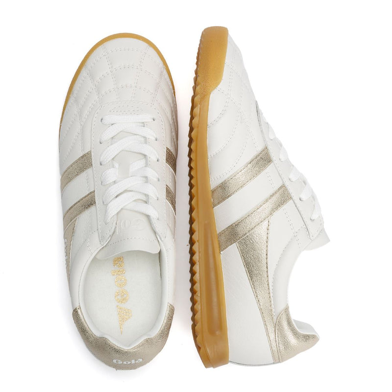 Gola Stadium Leather Women's White/Gold Sneakers