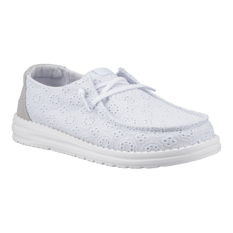 HEYDUDE Wendy Eyelet Lace Cotton Blend Women's Ancient Blue Moccasins Shoes