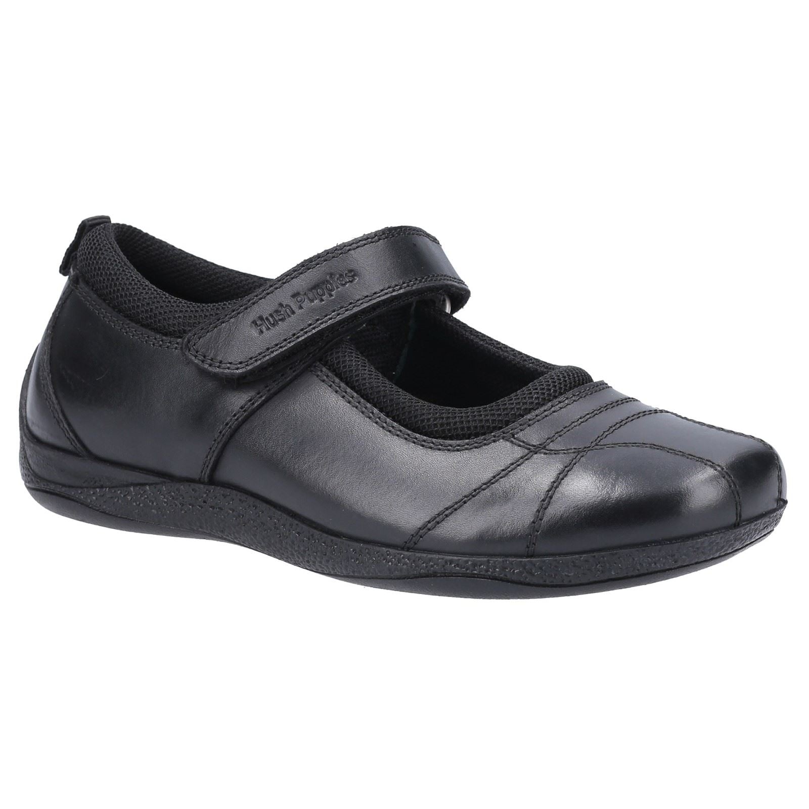 Hush Puppies Clara Junior Girls Black Leather Shoes