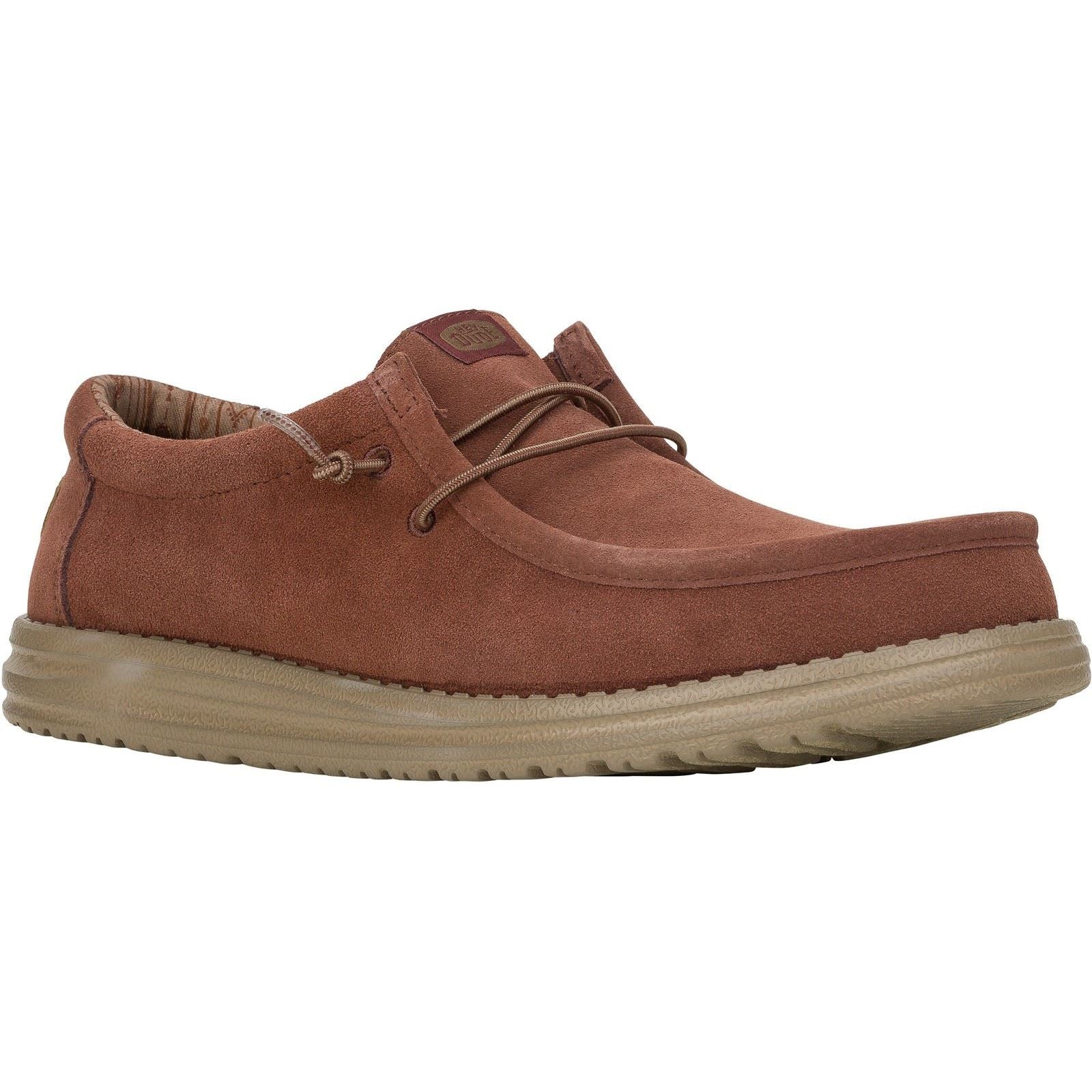 HEYDUDE Wally Suede Suede Men's Dark Brown Boat Shoes