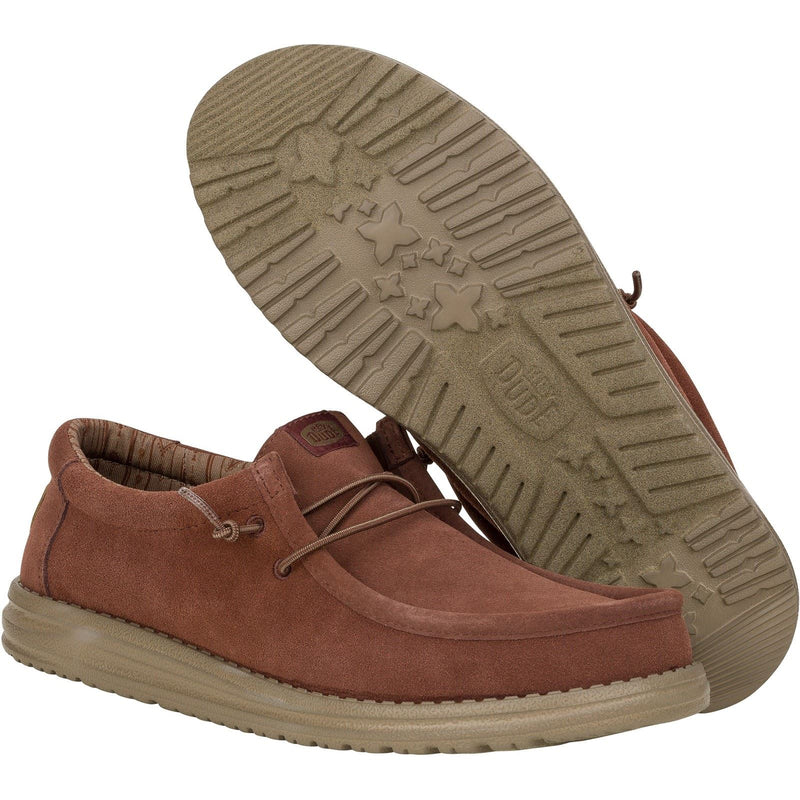 HEYDUDE Wally Suede Suede Men's Dark Brown Boat Shoes