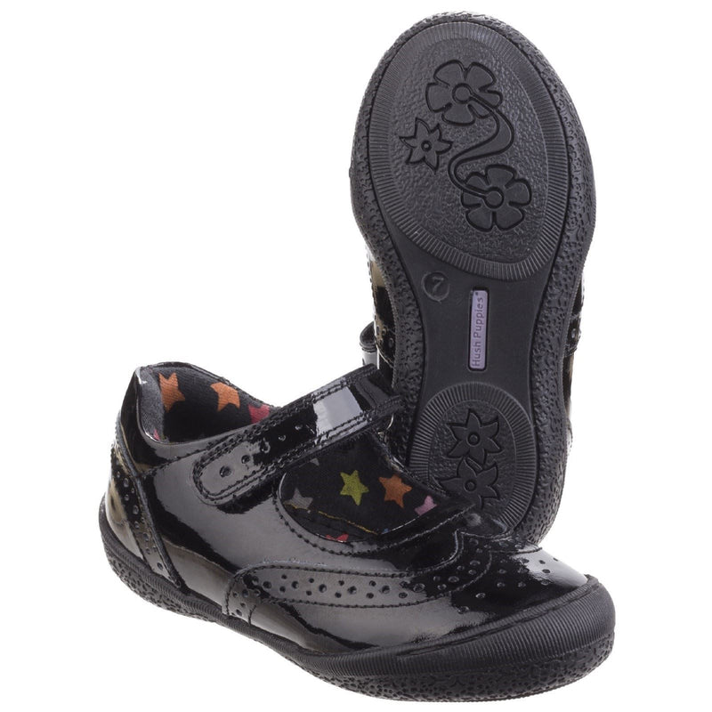 Hush Puppies Rina Junior Girls Black Patent Leather Shoes