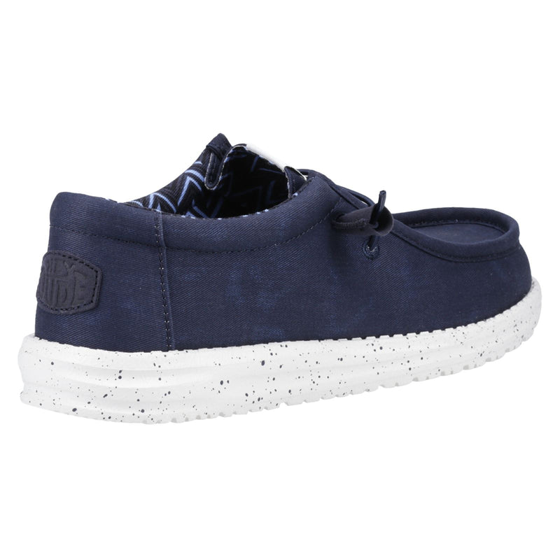 HEYDUDE Wally Canvas 100% Cotton Men's Navy Boat Shoes