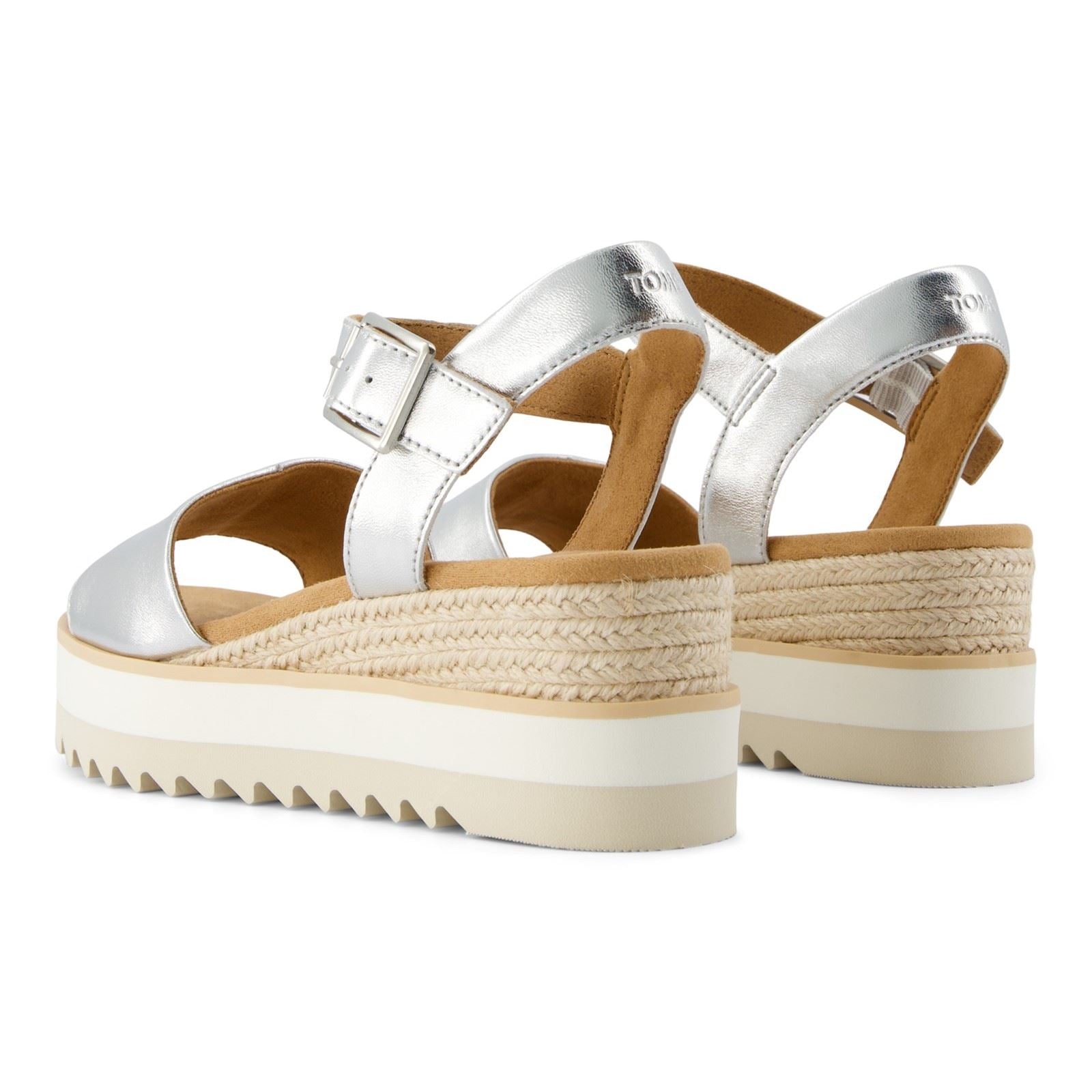 TOMS Diana Leather Women's Silver Wedges