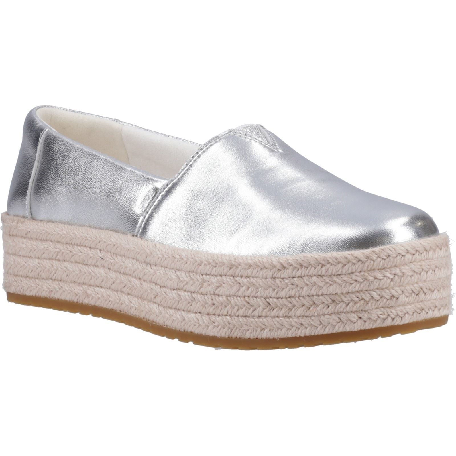 TOMS Valencia Leather Women's Silver Espadrilles