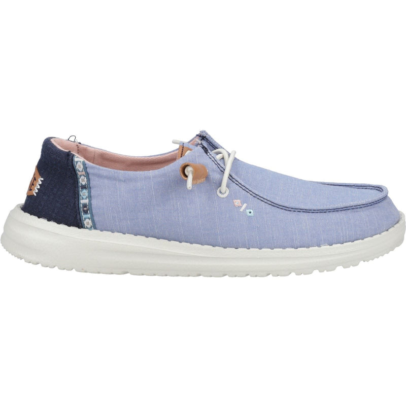 HEYDUDE Wendy Chambray Boho 100% Cotton Women's Blue Loafers