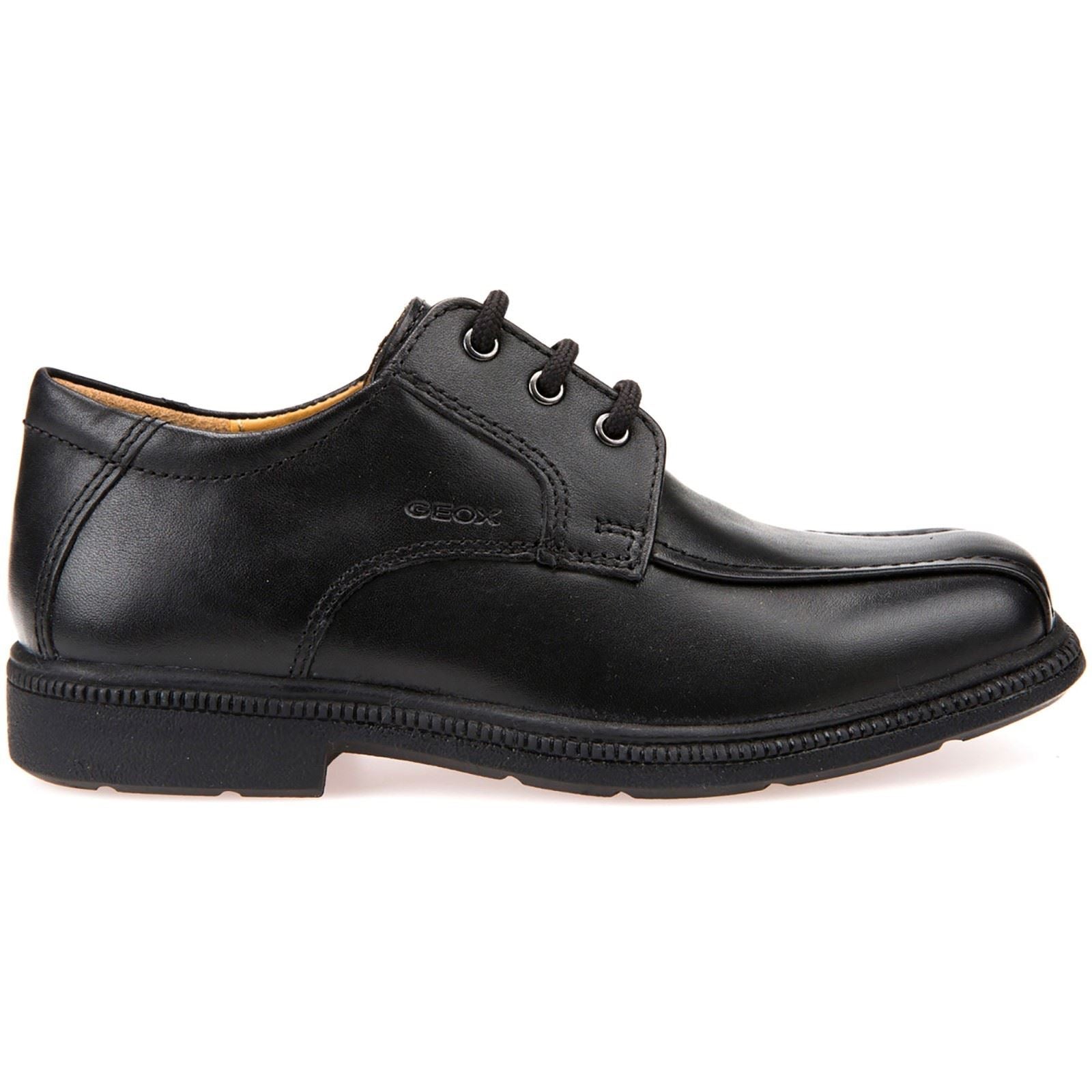 Geox J Federico H Leather Boy's Black Lace-Up Shoes
