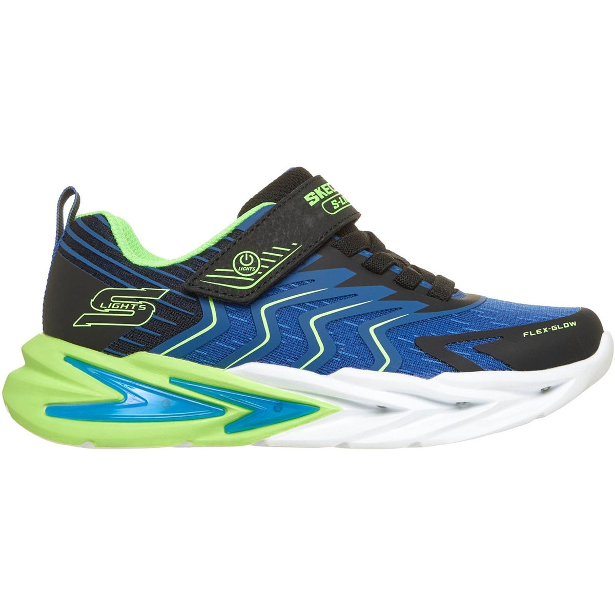 Skechers Flex-Glow Ultra Prism-Pacer Boy's Black & Blue/Lime Trainers