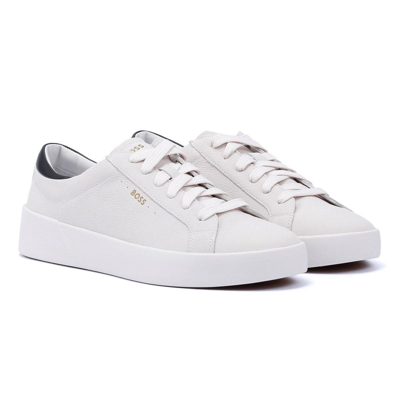 Boss Belwar Tennis Tumble Leather Men's White Sneakers