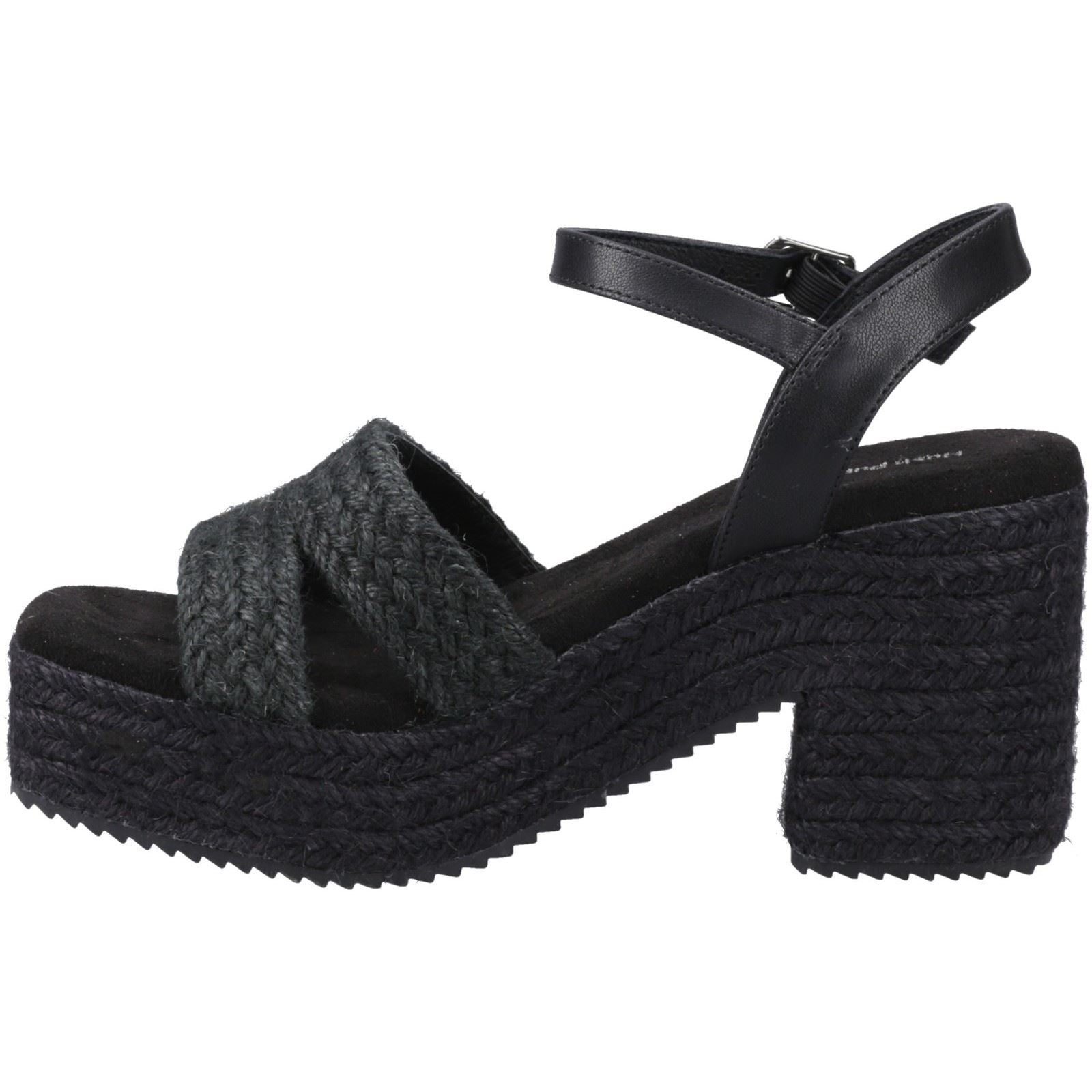 Hush Puppies Jamelia Espadrille Heel Textile Women's Black Heels