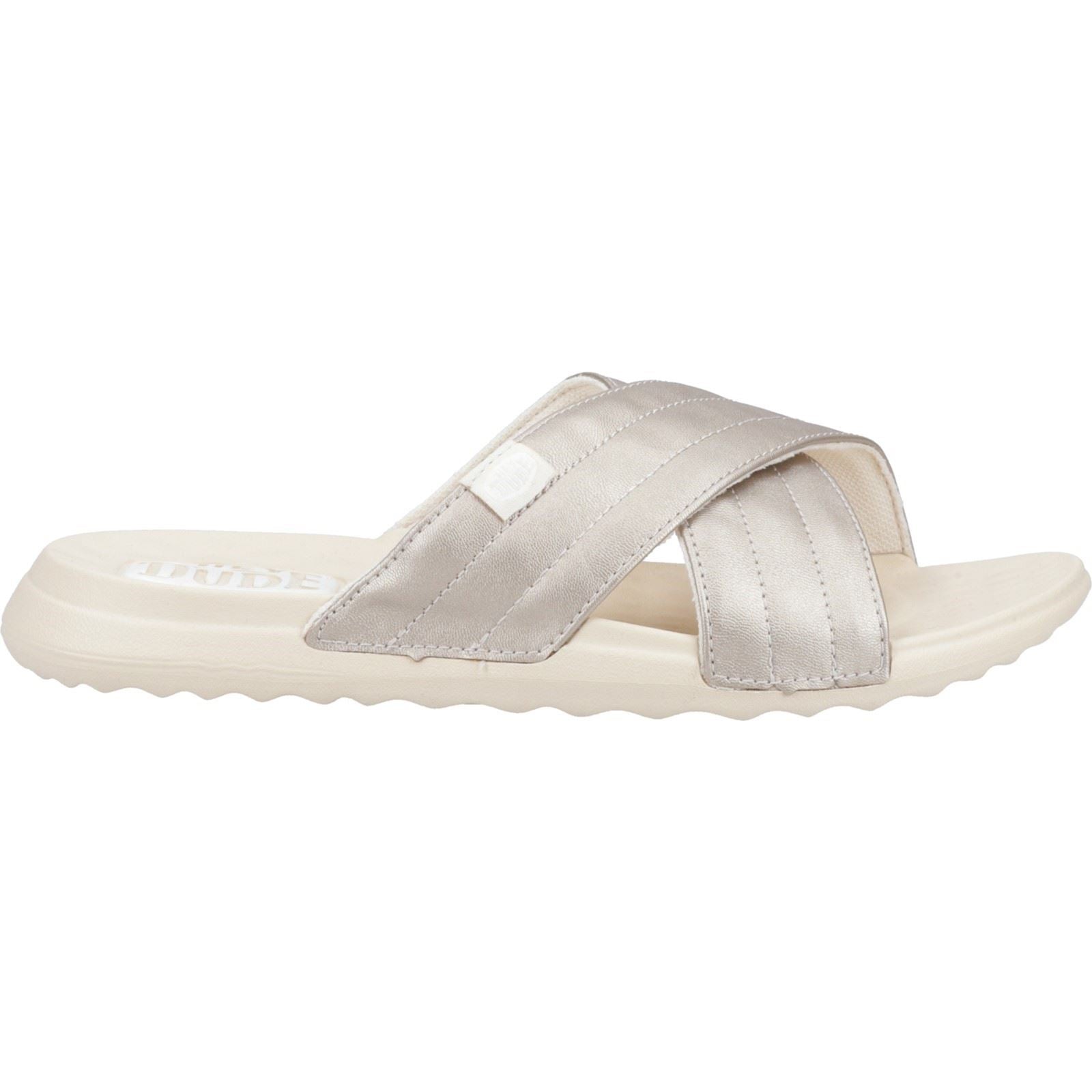 HEYDUDE Christi Slide Distressed Synthetic Women's Metallic Sandals