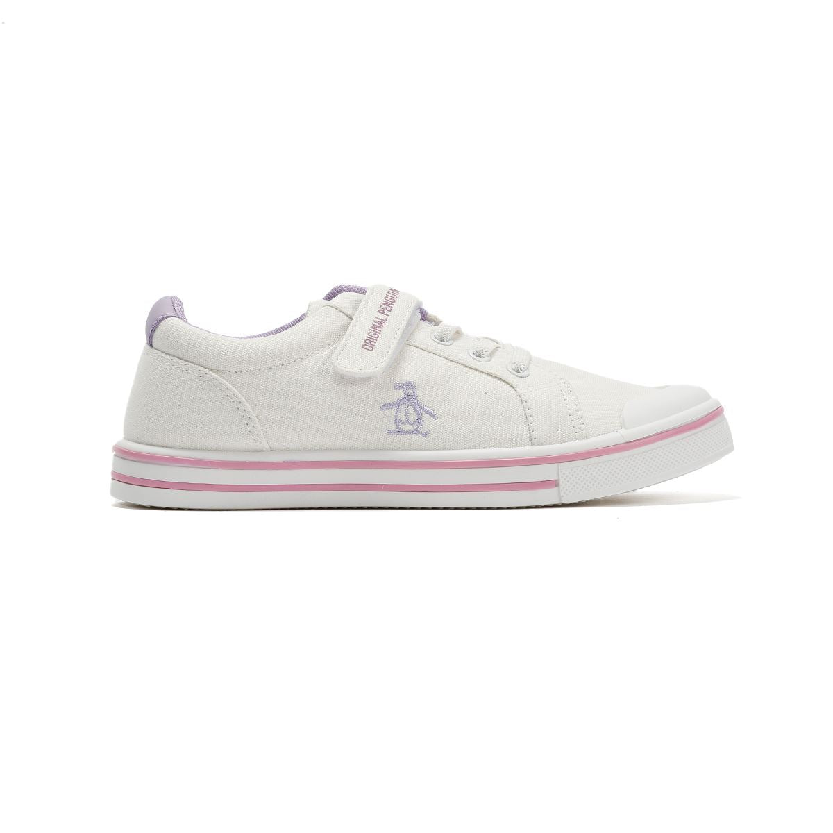 Penguin Junior Rainbow Canvas Girls's White/Lilac Sneakers