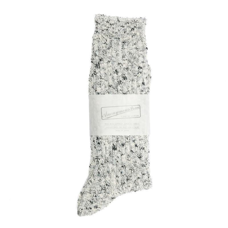 Anonymous Ism Homespun Art Crew Cotton Men's Black Calf High Socks