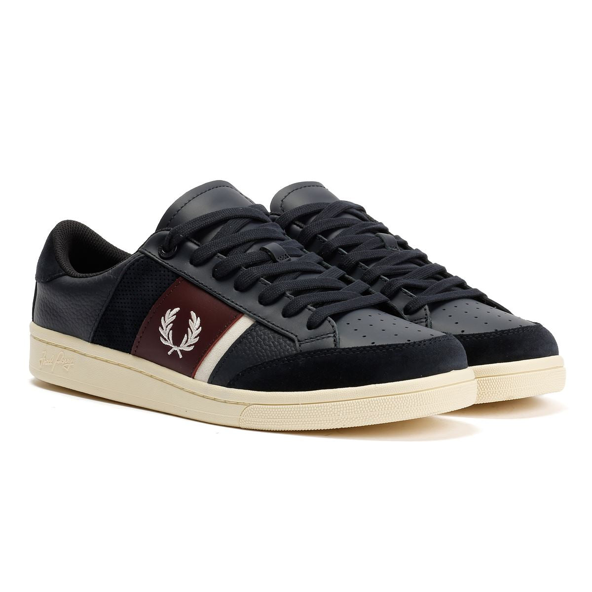 Fred Perry B725 Leather Suede Men's Navy/Ecru/Oxblood Sneakers
