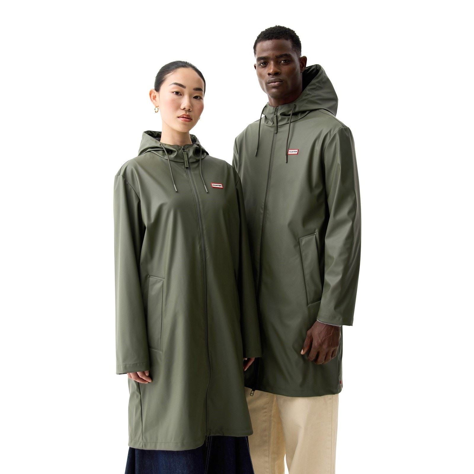 Hunter Andrea PU Rain Coat Unisex Adults Green Rain Coat