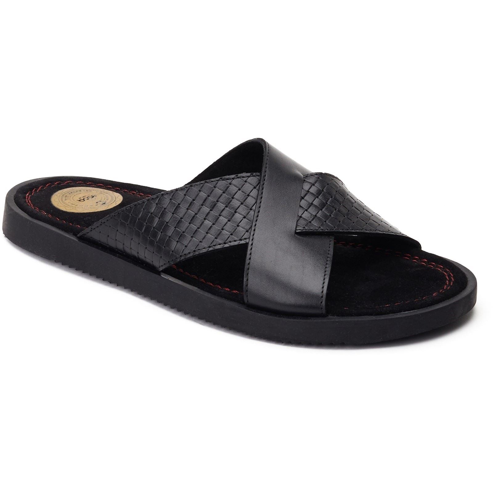 Base London Astro Leather Men's Black Sandals