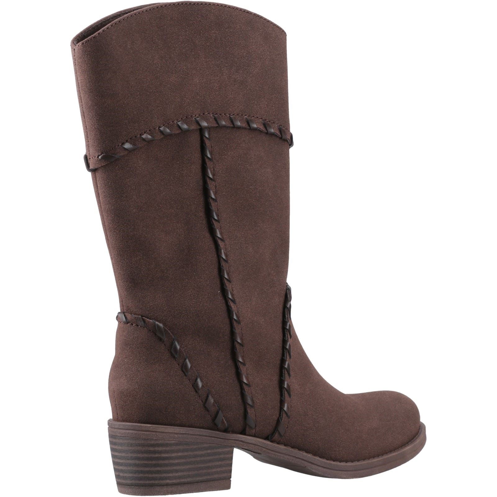 Rocket Dog Rowdy Faux Leather Women's Dark Brown Heeled Mid Calf Boots