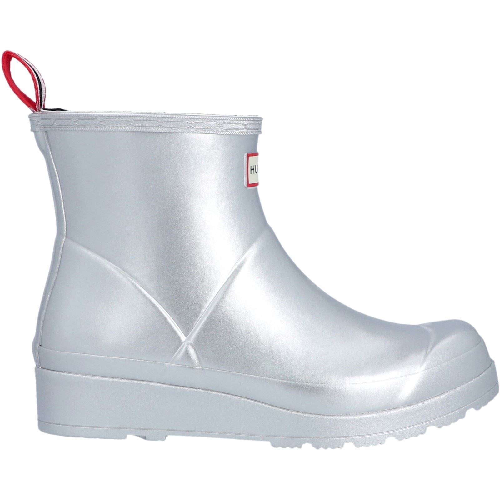 Hunter Play Short Rubber Women's Silver Wellington Boots