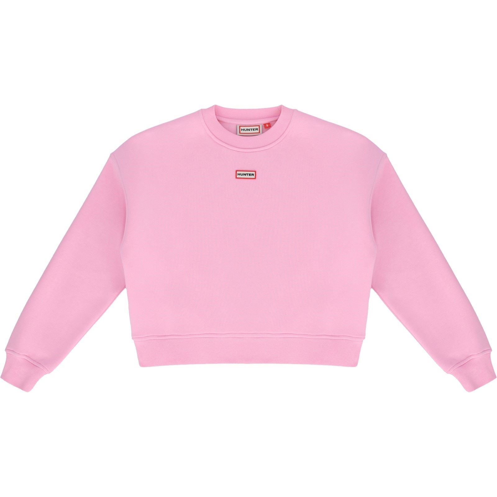 Hunter Tina Logo Cropped Crew Cotton Women's Pink Sweatshirt