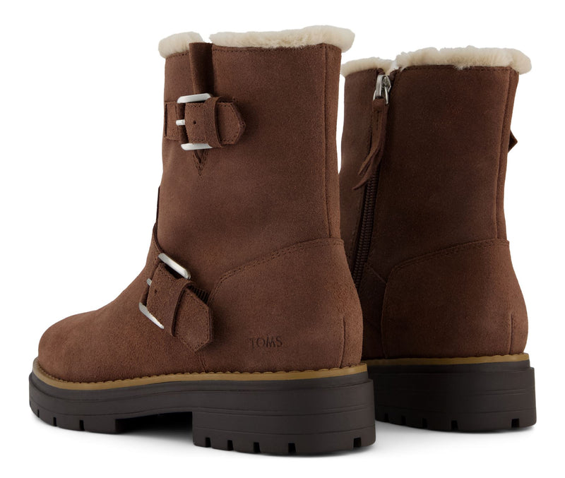 TOMS Ionie Moto Waxy Suede Women's Dark Brown Boots