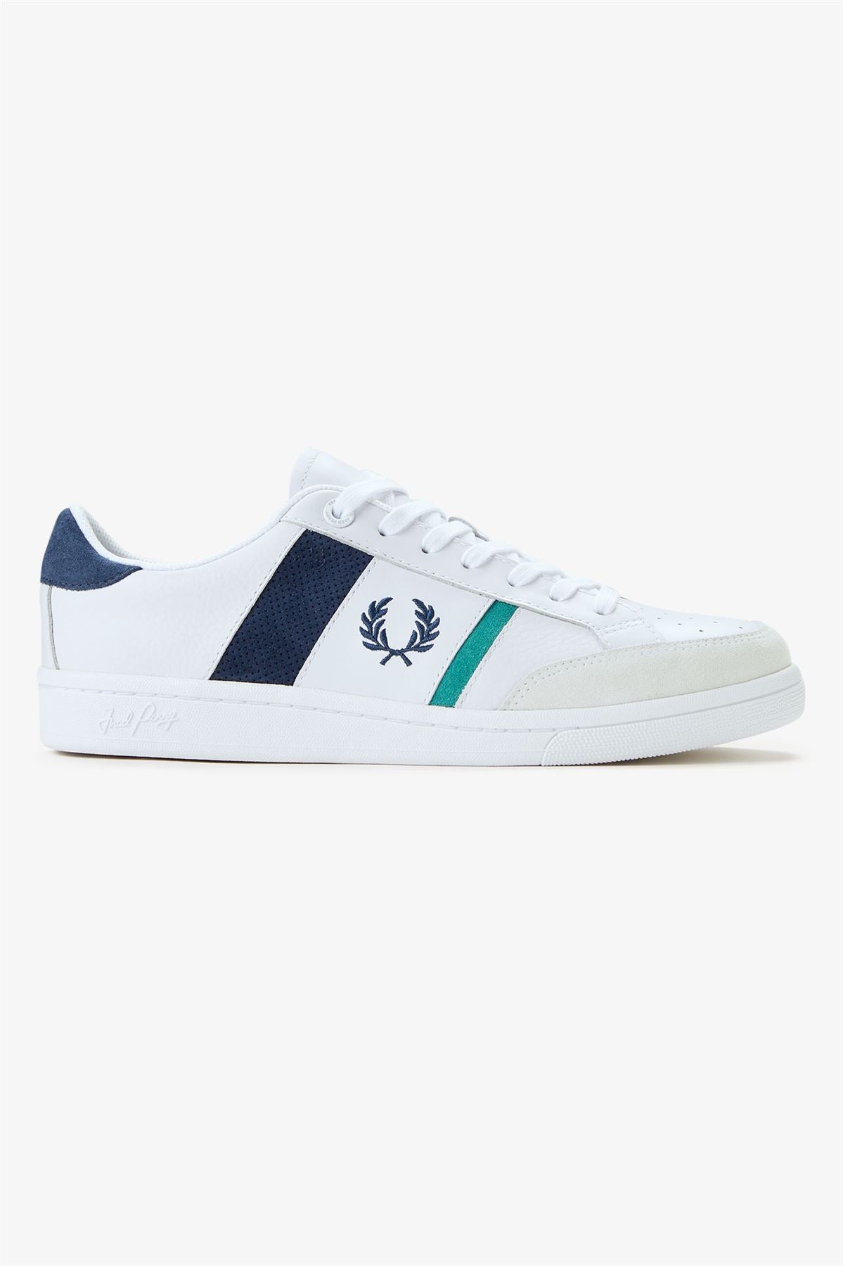 Fred Perry B725 Leather Suede Men's White/Navy/Mint Sneakers