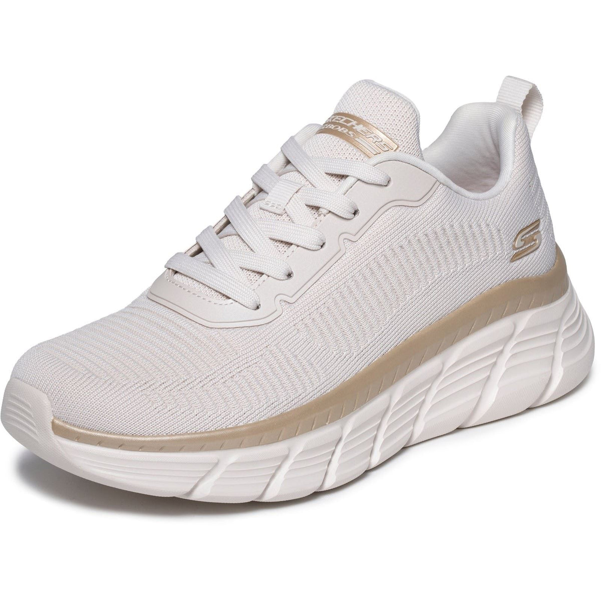 Skechers Bobs B Flex Hi Flying Women's White/Gold Engineered Knit Trainers