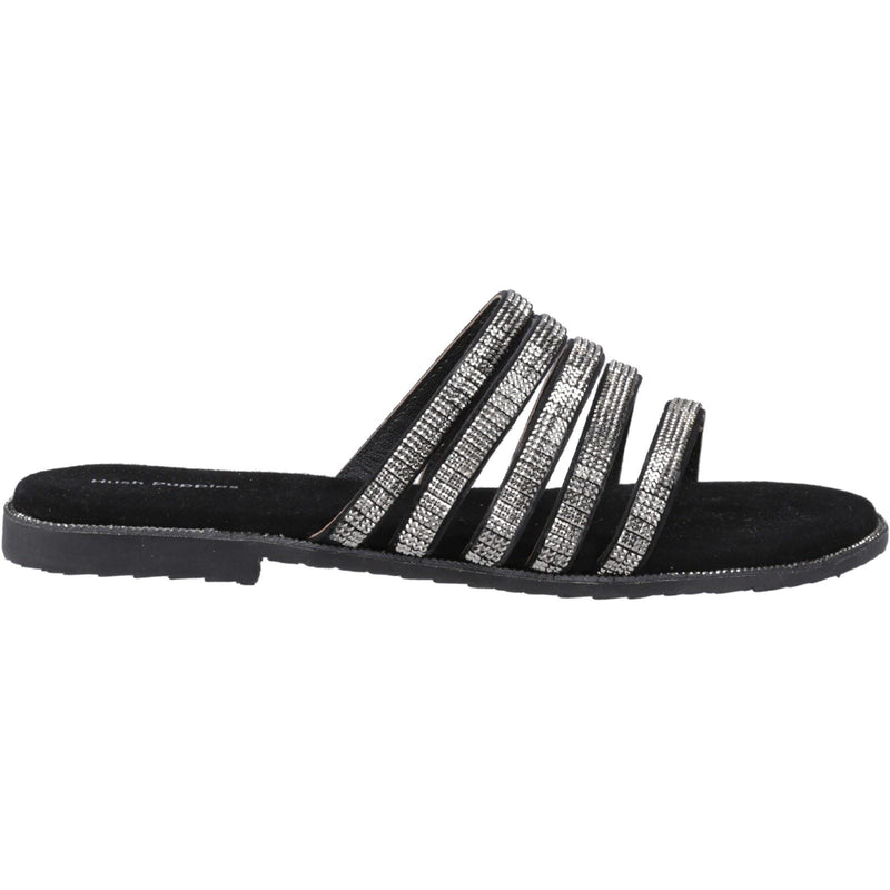 Hush Puppies Paris Slide Suede Women's Black/Silver Sandals