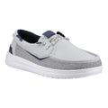 HEYDUDE Welsh Grip Classic Mesh Cotton Blend Men's Storm Gray/Navy Blazer Boat Shoes