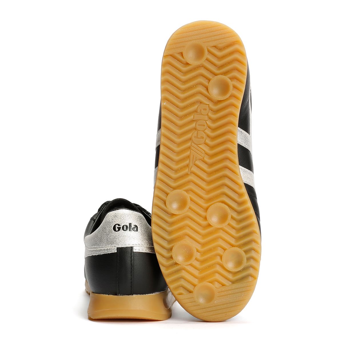 Gola Stadium Leather Women's Black/Silver Sneakers