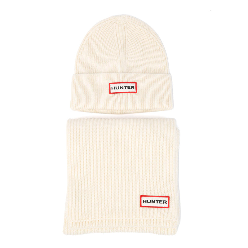 Hunter Jura Beanie Hat/Scarf Boxset Acrylic White
