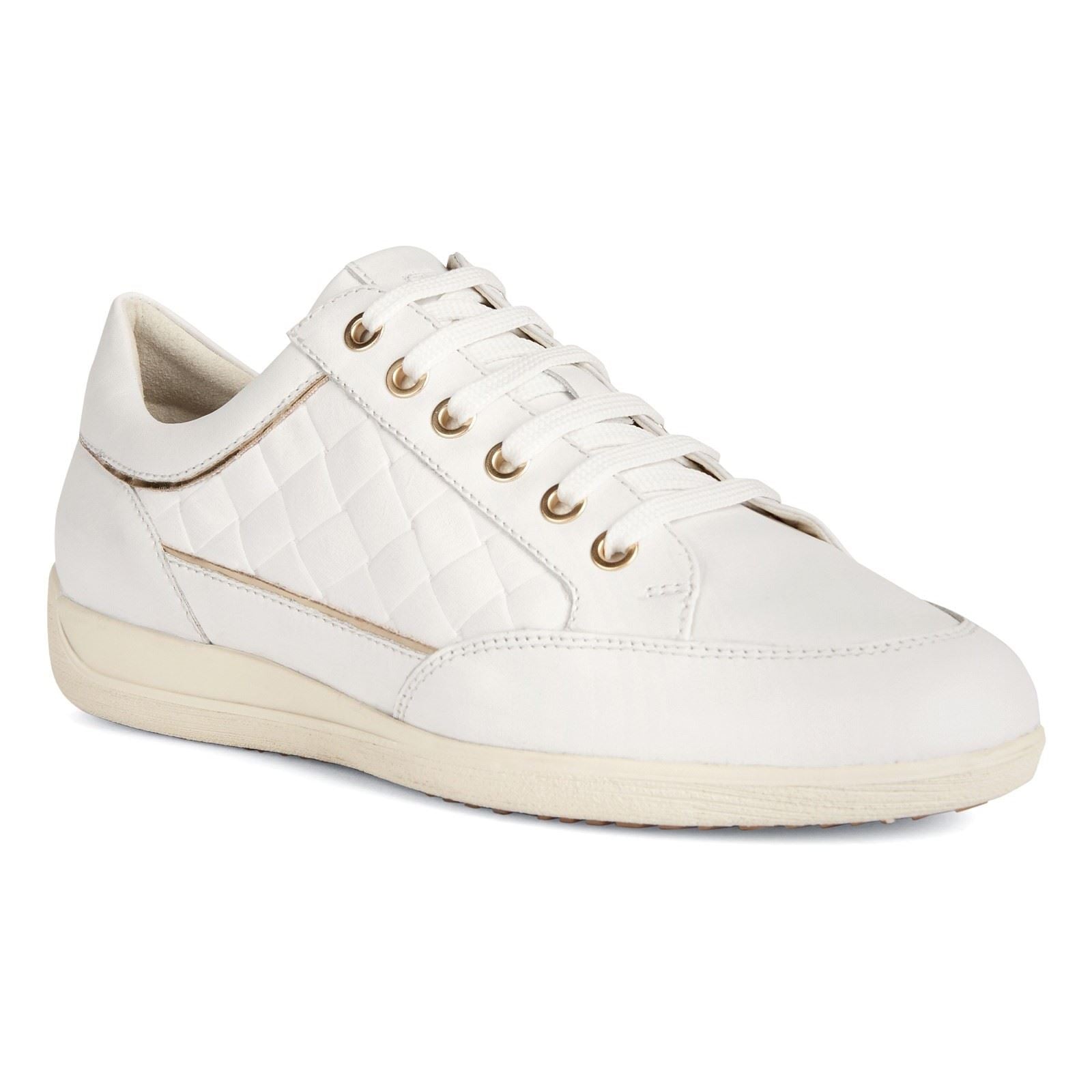 Geox D MYRIA Faux Leather Women's White Sneakers