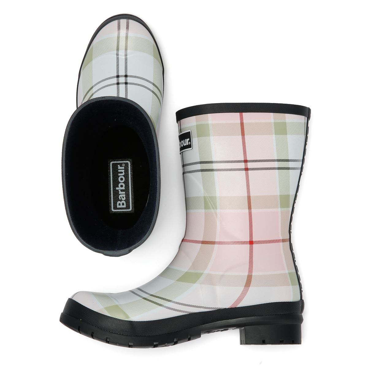 Barbour Banbury Mid Cut Women's Cherry Blossom Tartan Wellington Boots