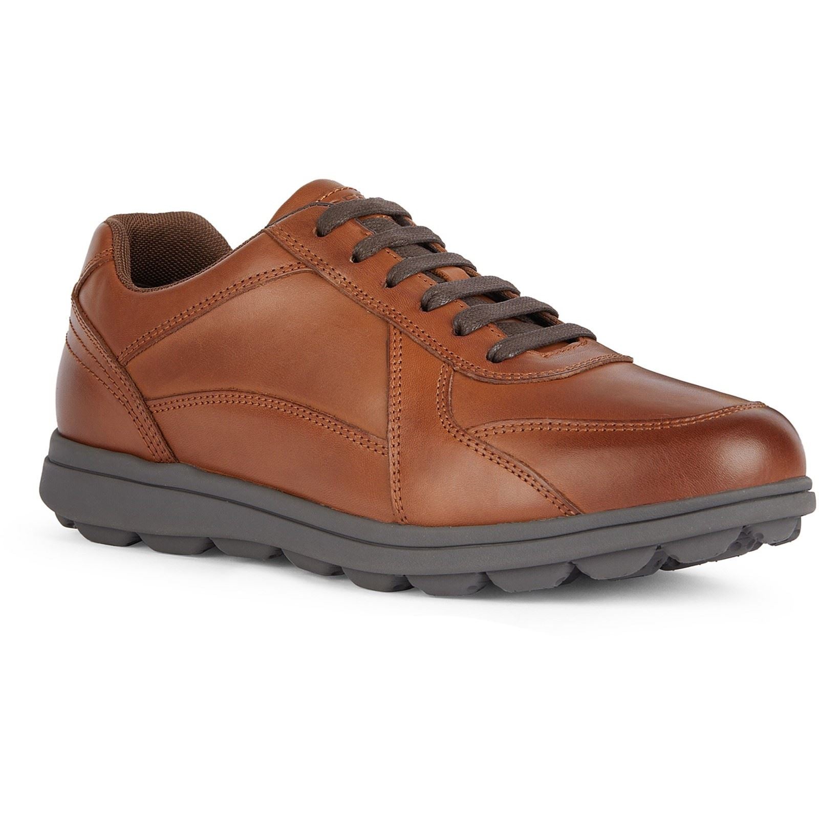 Geox U SPHERICA EC12 Leather Bovine Full Grain Men's Cognac Sneakers