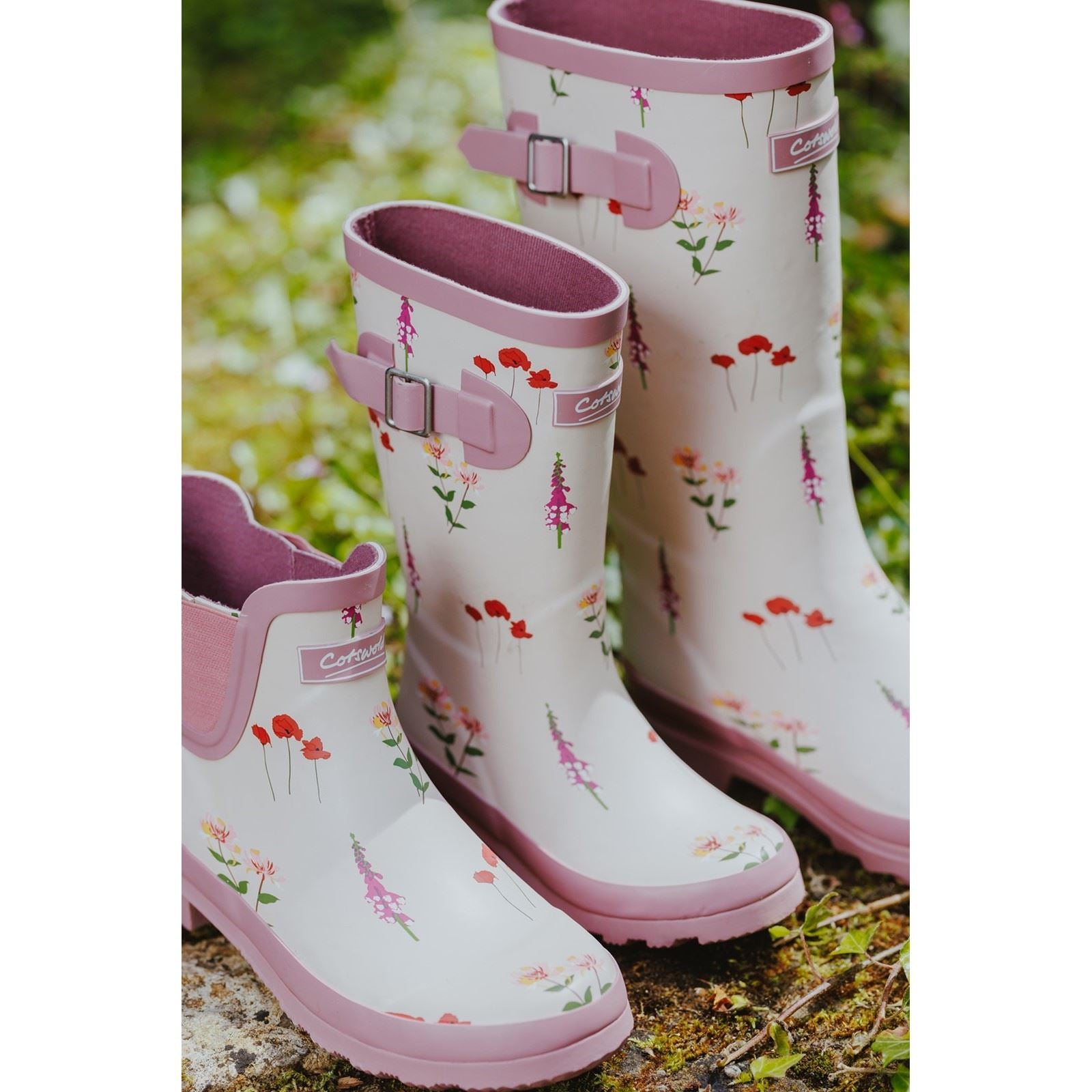 Cotswold Wildflower Ankle Rubber Women's Pink Wellington Boots