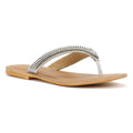 Tower London Metallic Bead Thong Women's Silver Sandals