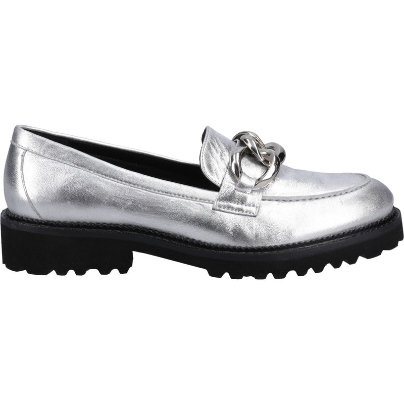 Hush Puppies Gianna Leather Women's Silver Loafers