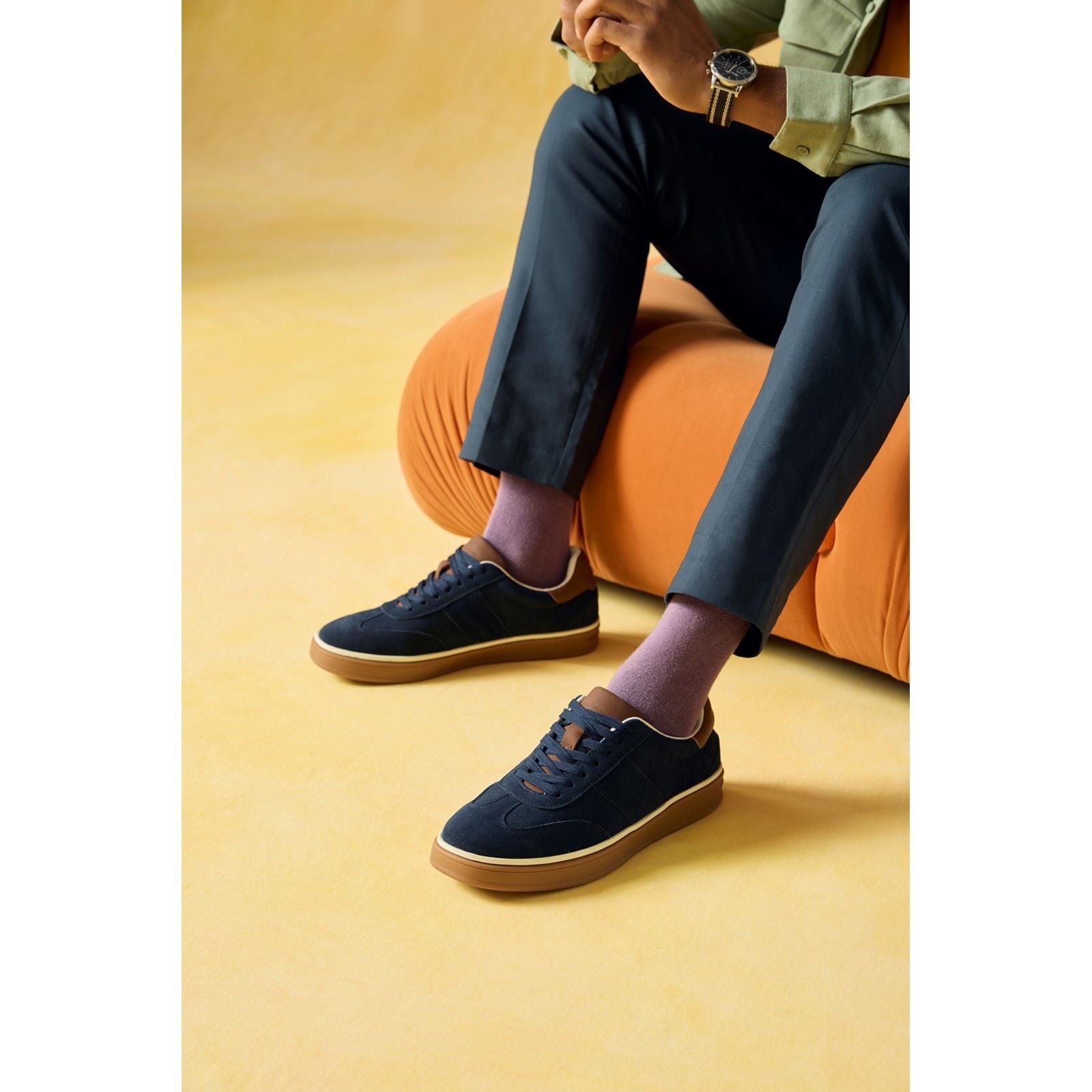 Hush Puppies Carlos Leather Men's Navy Sneakers