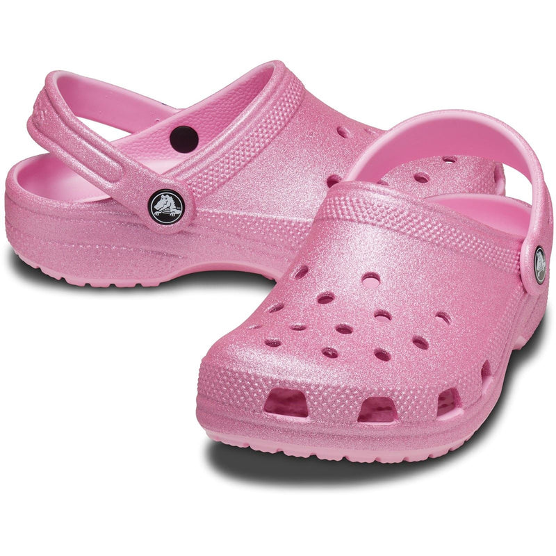 Crocs Classic Glitter Synthetic Pink Tweed Glitter Loafers