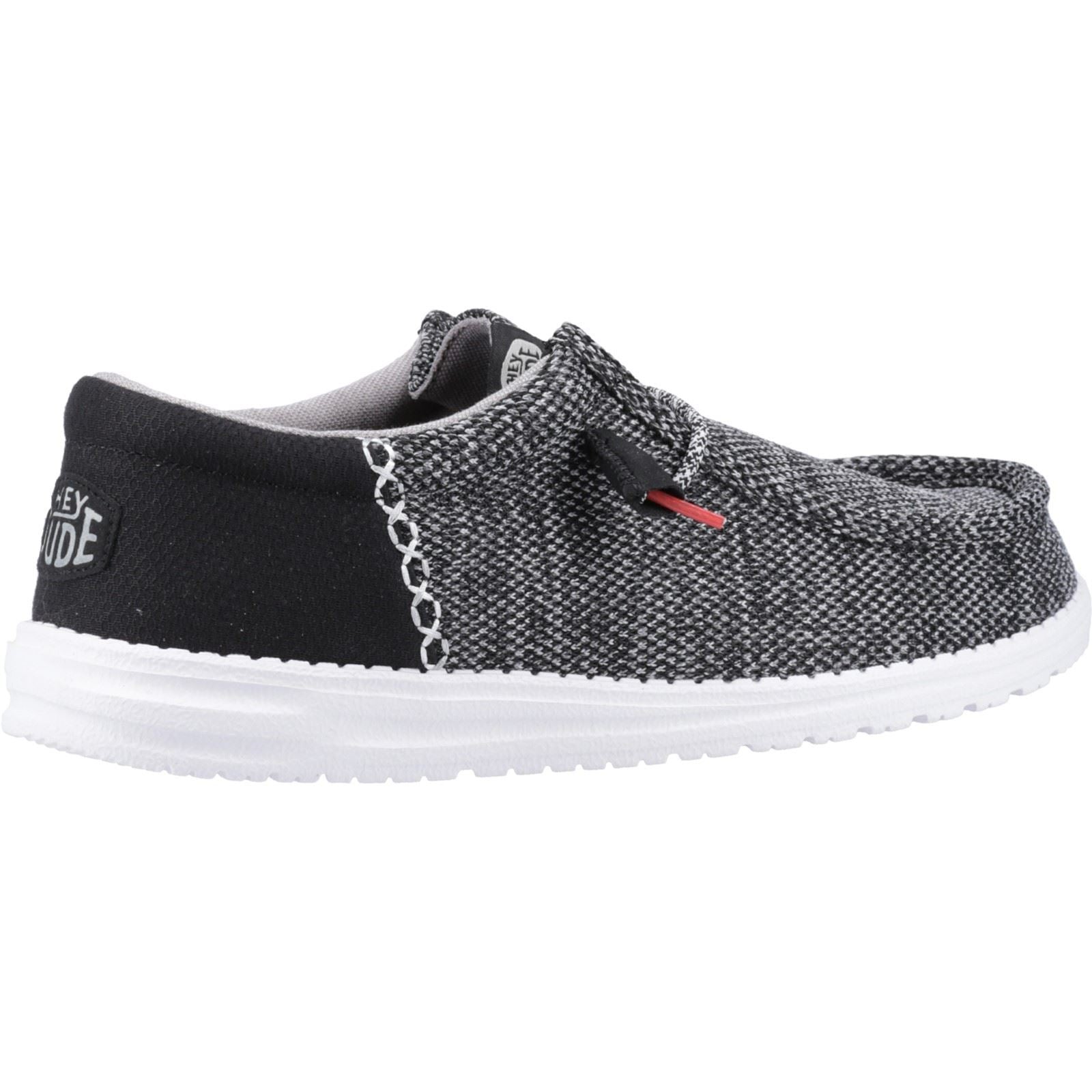 HEYDUDE Wally Funk Open Mesh Synthetic/Spandex/Cotton Men's Black/White Boat Shoes
